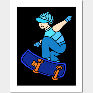 Cute skateboard boy Posters and Art